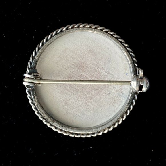 Vintage Dutch Delft Blue Ceramic Windmill Pin Sterling Silver Holland Brooch 1" - Picture 5 of 7